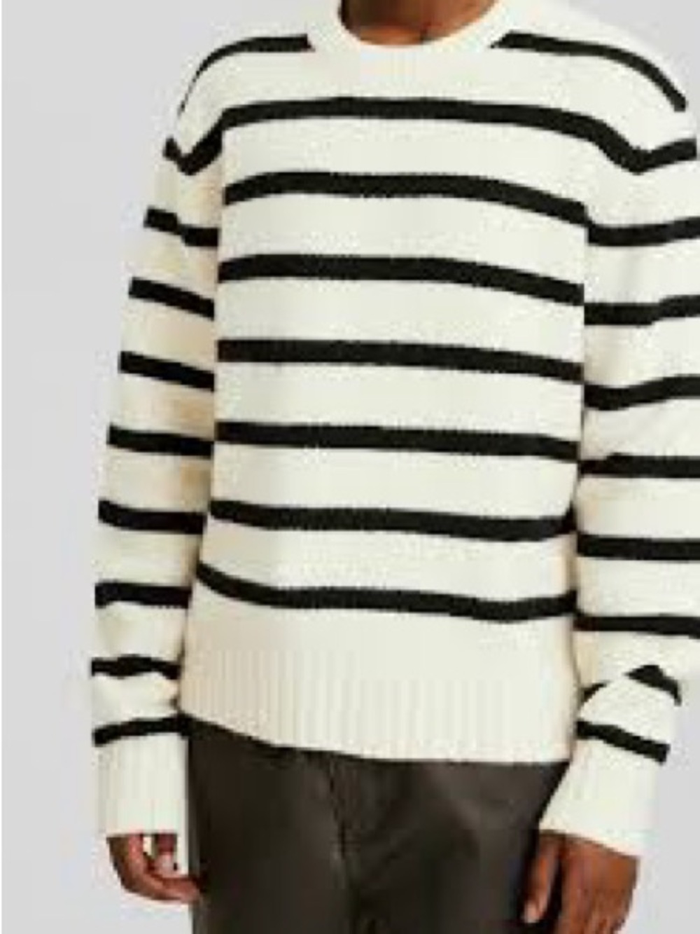 Mango Cream & Black Striped Crewneck Sweater